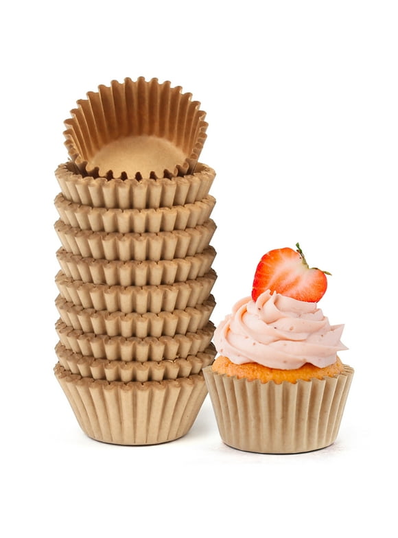 LotFancy 500Pcs Mini Cupcake Liners, Muffin Baking Cup, Small Cupcake Wrappers, Brown