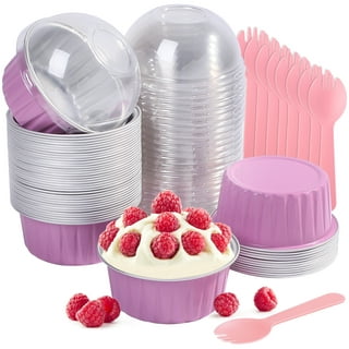 50Pc Foil Cupcake Liners with Lids Heat Resistant 5.5oz Aluminum Cake Cups  Round Foil Baking Cups Kitchen Wedding Party Supplies