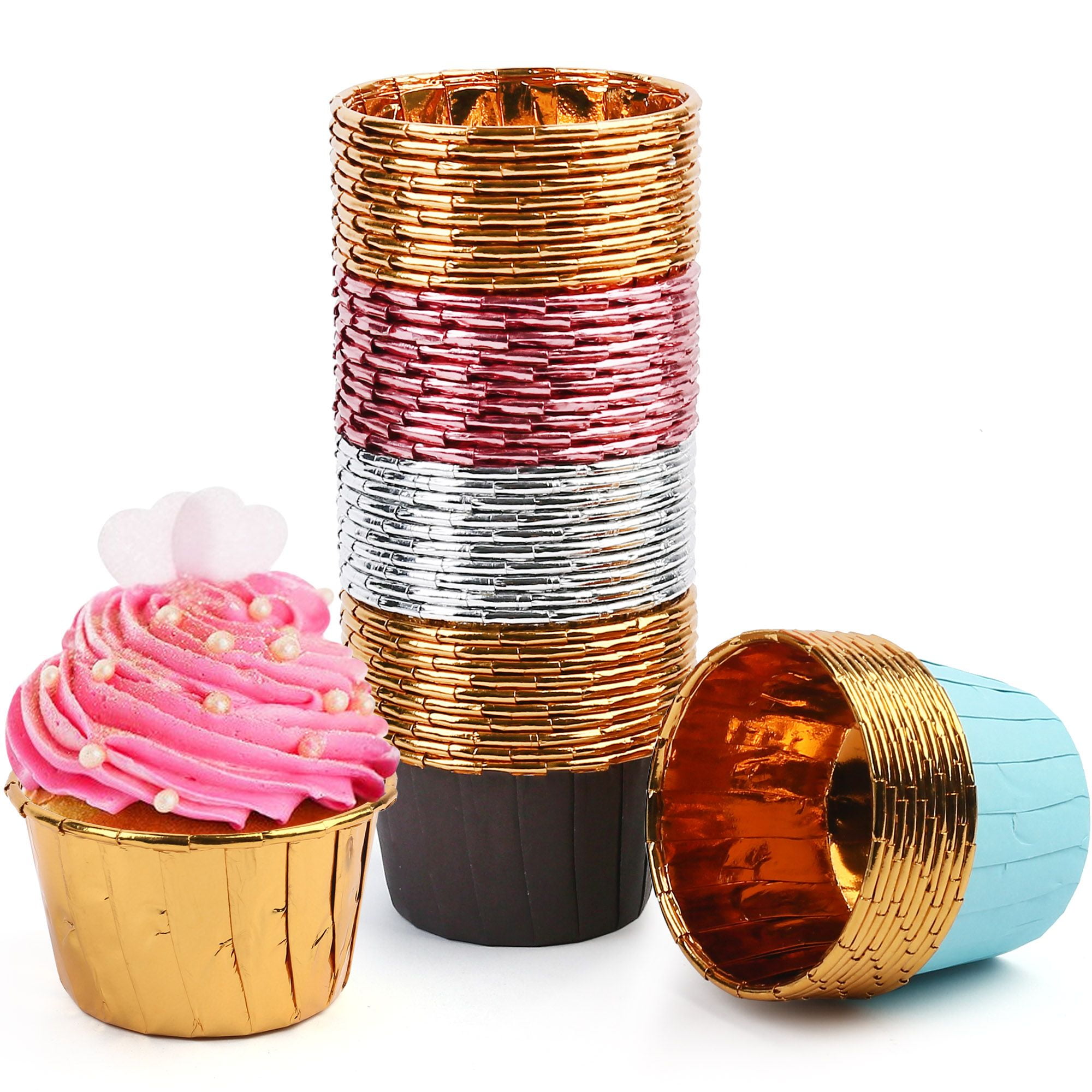 LotFancy 50Pcs Foil Cupcake Liners, Muffin Baking Cups 