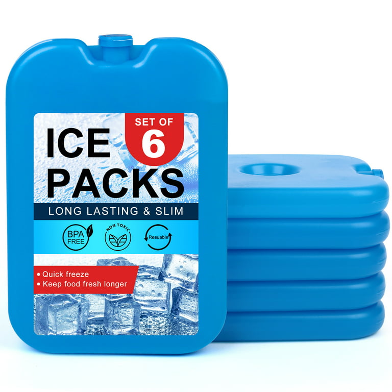 LotFancy Ice Packs for Cooler and Lunch Box, Reusable Freezer Packs for  Lunch Bags, Slim Blue Ice Blocks, Long Lasting, Refreezable Flat Cool Packs