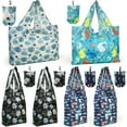 LotFancy 6 Nylon Shopping Bags, Reusable Grocery Bags with Attached