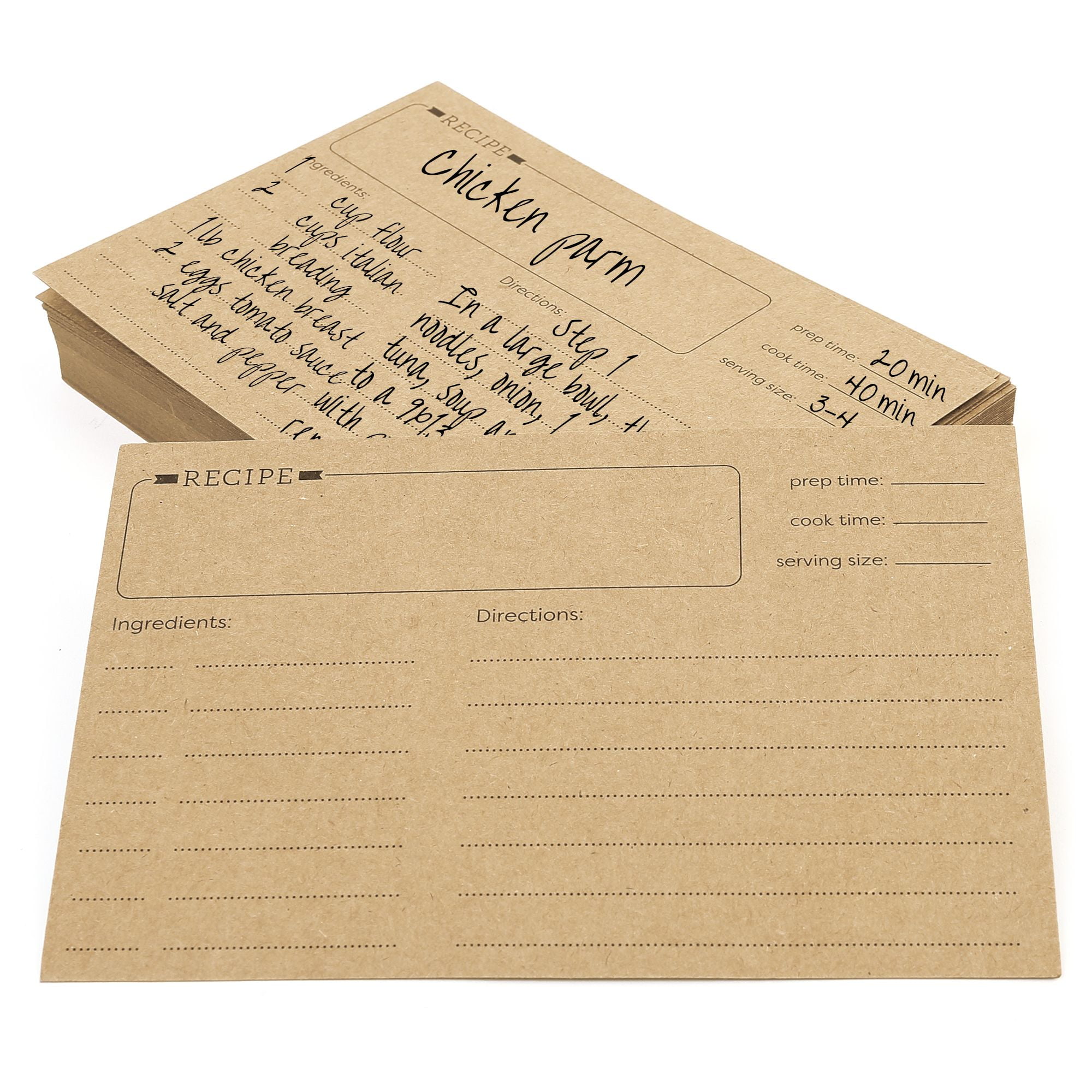 LotFancy 60 Count Recipe Cards, 4x6 in, Double Sided, Blank Recipe  Cardstock,Brown