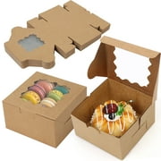 LotFancy 60 Pcs Bakery Boxes with Window, 4x4x2.3 in Cookie Boxes, Mini Treat Boxes for Desserts