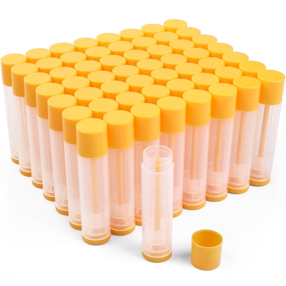 LotFancy 60Pcs Clear Empty Plastic Lip Balm Tubes Container, 5.5ml