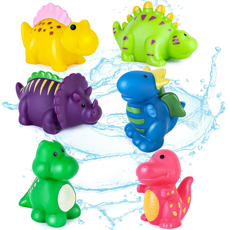 Mold Free Dinosaur Bath Toys for Toddlers, 6 Pcs No Hole No Mold