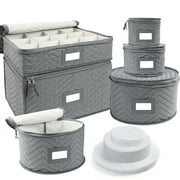 LotFancy 6Pcs China Storage Containers for Chinaware, Stemware, Dinnerware, Gray