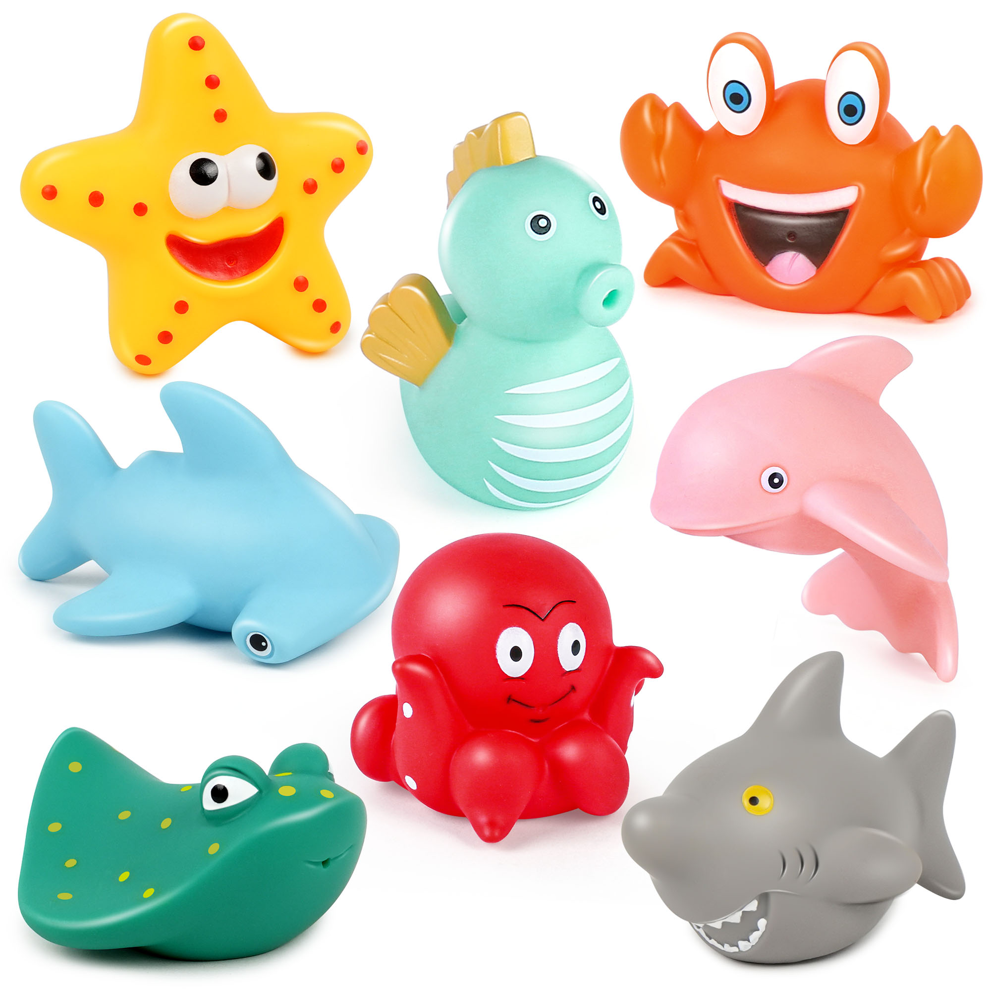 LotFancy 8Pcs Bath Toys for Toddler Infant, No Hole Mold Free Sea