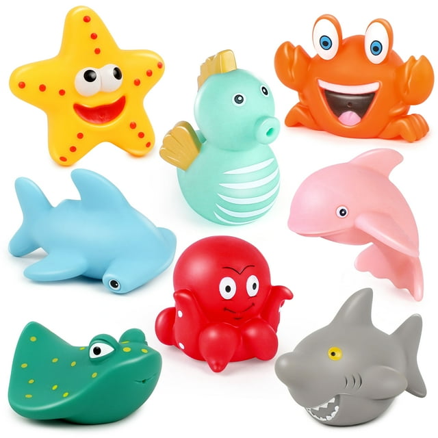 LotFancy 8Pcs Ocean Bath Toys for Toddler Infant, No Hole Mold Free