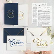 LotFancy 8Pcs Wedding Vow Books, His and Hers Wedding Keepsakes,Cards & Envelopes, Blue and White