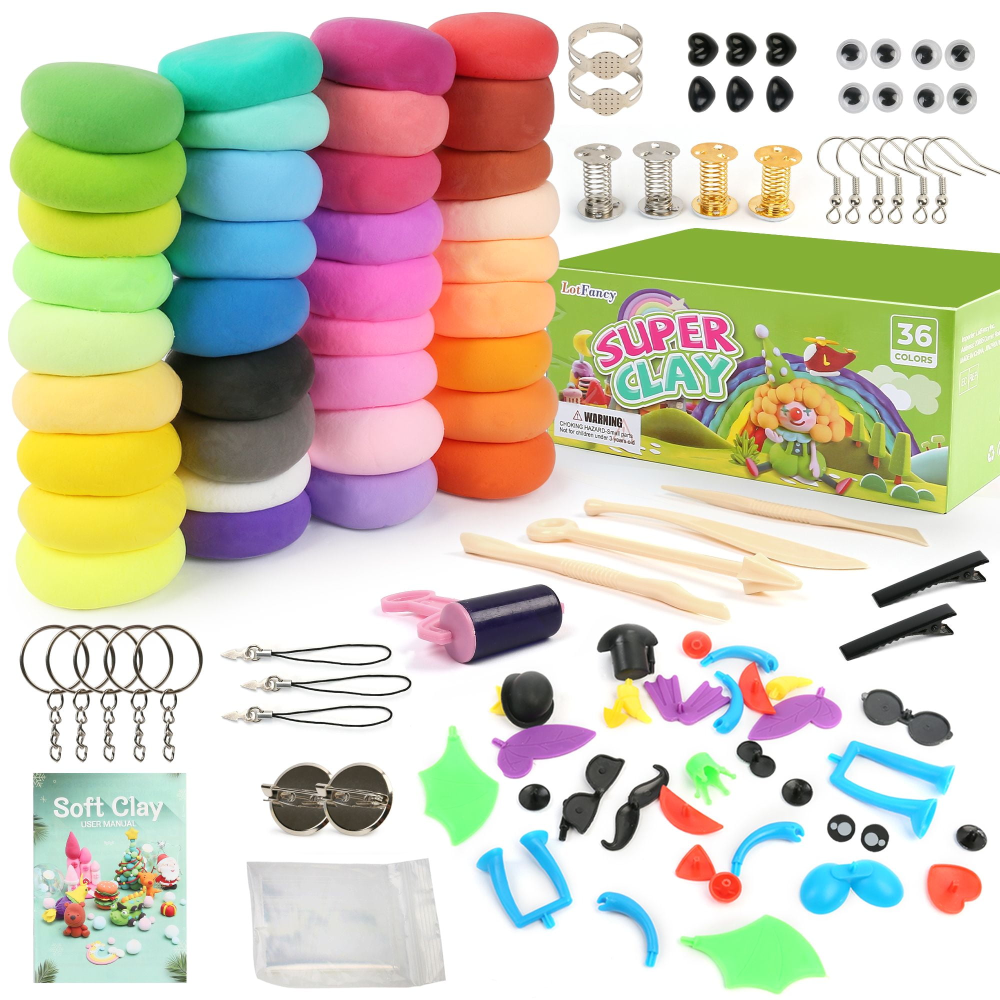 LotFancy Air Dry Clay Kit, 36 Colors Magic Modeling Clay for Kids Boys