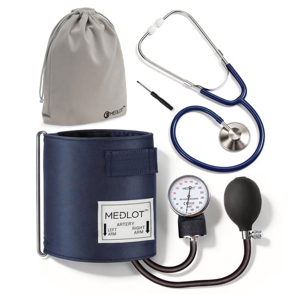 LotFancy Manual Blood Pressure Cuff and Stethoscope Kit with D-Ring, BP Cuff Standard Adult 10"-16"