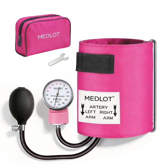 LotFancy Manual Blood Pressure Monitor Cuff with D-Ring, BP Cuff 10"-16", Standard Adult Size, Pink