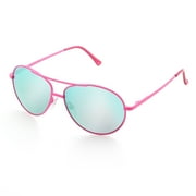 LOTFANCY Aviator Sunglasses for Kids Girls Boys Age 3-12, with Case,UV Protection, Green