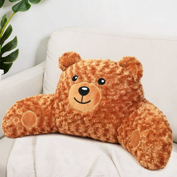 LotFancy Backrest Reading Pillow for Kids, Teens,Adults, Bed Pillow, Teddy Bear Back Support Pillow