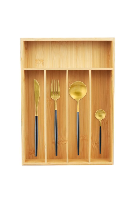 Bamboo Kitchen Drawer Organizer for Large Cutlery, Utensil Holder and Silverware Tray
