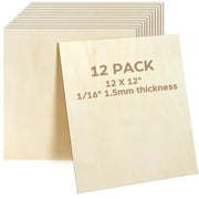 LotFancy Basswood Sheets, 12 Pack, 12 x 12 x 1/16 in, Plywood Sheets, 1.5mm Square Craft Wood Board
