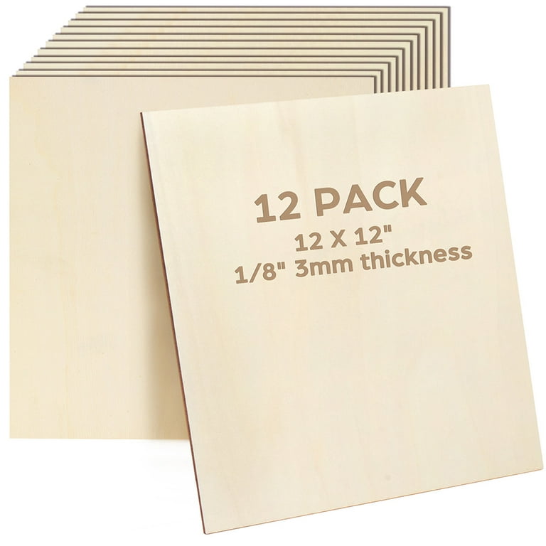 Basswood Sheets 1/8 - 3mm Plywood Sheets, 12 x 12 Inch Basswood Unfinished  for Crafts, Laser Cutting, Engraving, DIY Arts, Drawing(20 Pack)
