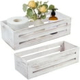 LotFancy Bathroom Decor Box, 2 Pack, Wood Retro Toilet Storage Basket for Back of Toilet, White