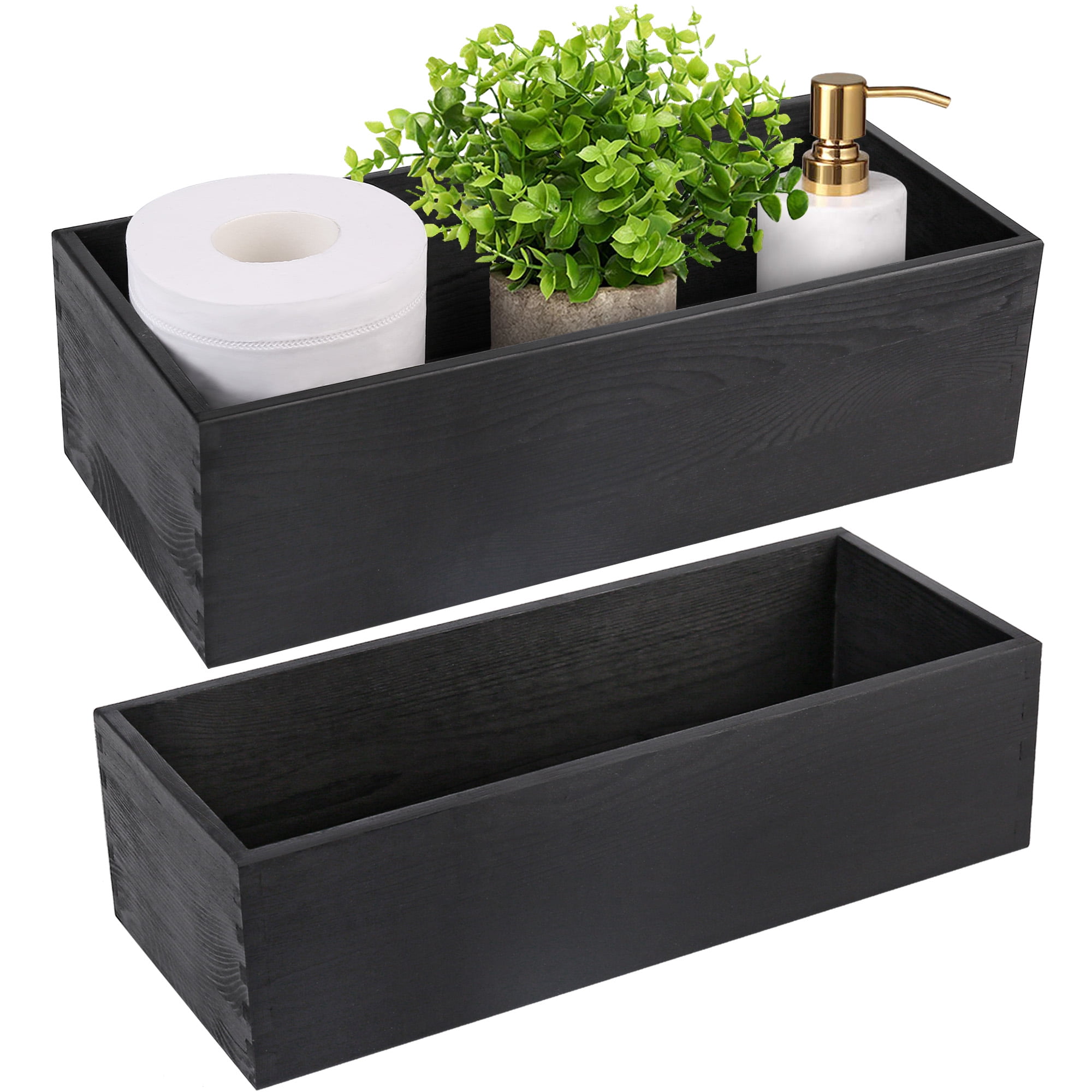 LotFancy Bathroom Decor Box, 2 Pack, Wooden Rustic Toilet Tank Storage ...