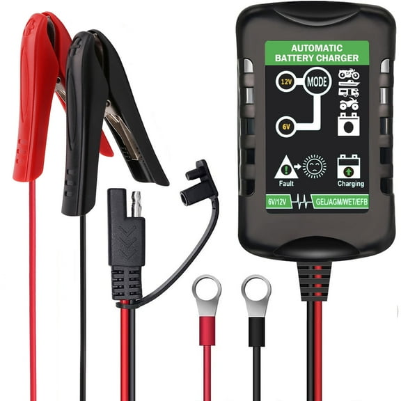 LotFancy Battery Trickle Charger Automatic 6V 12V 1.5A, Charger Power Battery Maintainer