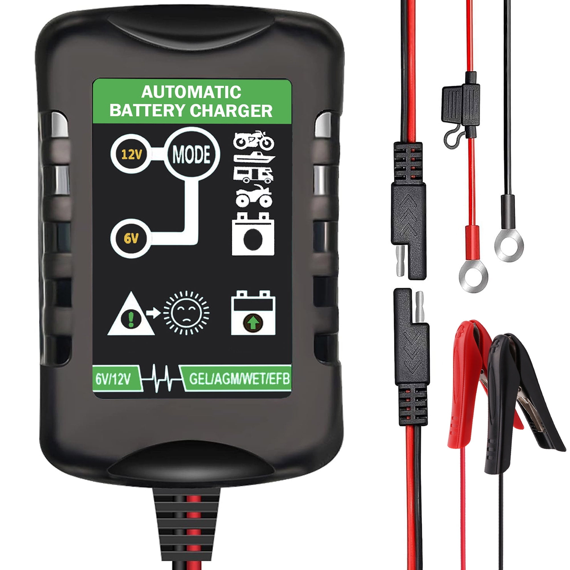 Caricabatterie Da Auto Da 4 A, 6 V/12 V, Completamente Automatico, Con Modalit&agrave; Di Condizionamento E Opzione AGM Per Auto, Moto, Barca, Batterie
