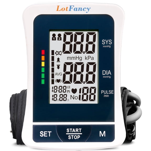 LotFancy Blood Pressure Monitor, Medium Upper Arm Cuff, Digital BP Machine for Home Use with Large Display, Automatic Pulse Rate Monitoring Meter with Power Adapter
