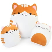 LotFancy Cat Pillow Plush, 12'' and 7'', Squishy Kitty Stuffed Animal Toy Hugging Pillow Gift for Kids