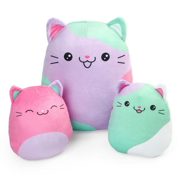 LotFancy Cat Plush Pillow, 3 Pcs Squishy Stuff Pillow Toys for Kids Girls