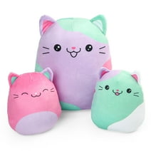 LotFancy Cat Plush Pillow, 12'' and 7'', 3Pcs Kitty Stuffed Animal Plush Toy Hugging Pillow for Kids