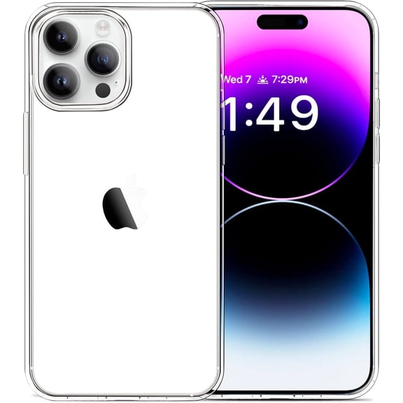 LotFancy Clear Case for iPhone 14 Pro Max, Slim Transparent TPU Protective Phone Case Cover