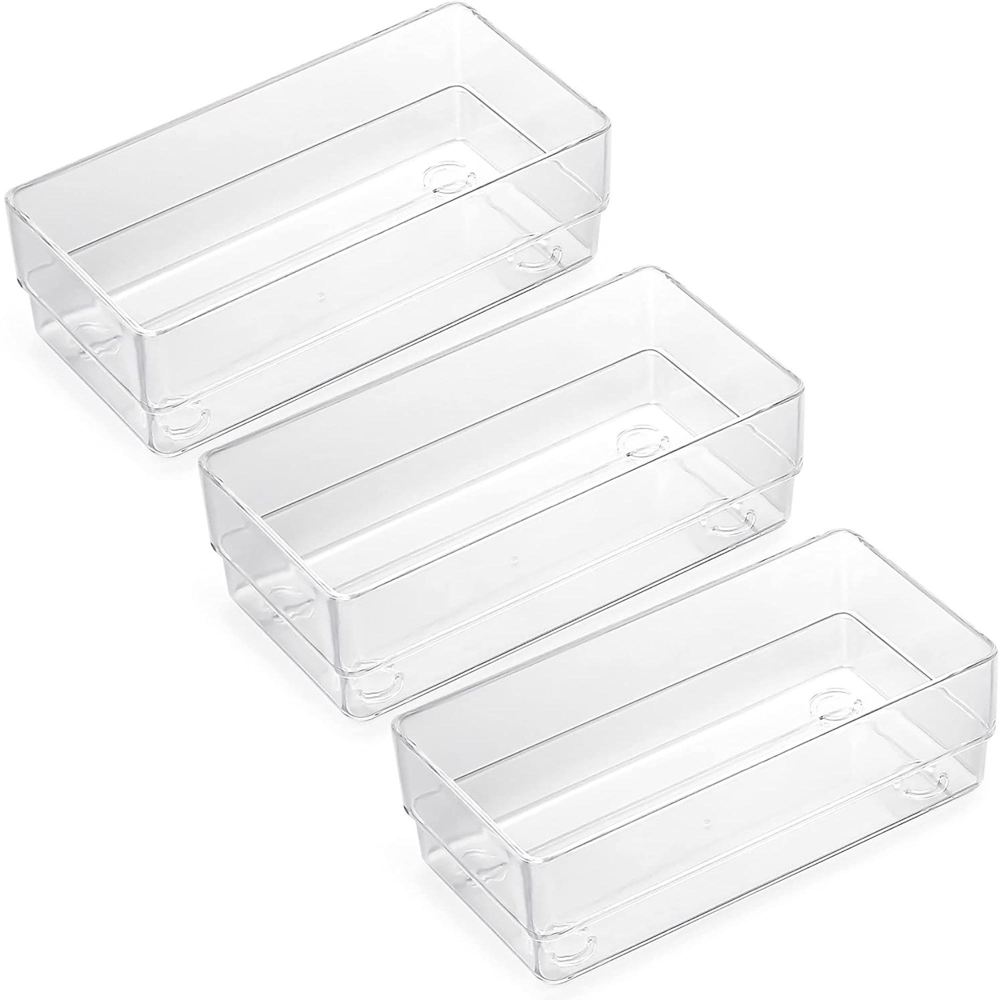 Lotfancy Clear Plastic Drawer Organizer, 12x3x2 in, Set of 3 Drawer Storage Containers, Size: 3pcs 12x3x2 in