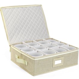 Chapman & Grand Flatware Storage Chest, Container Box with Lid for Utensils,  Silverware, Flatware with Large Capacity (Light Beige-Gray) 