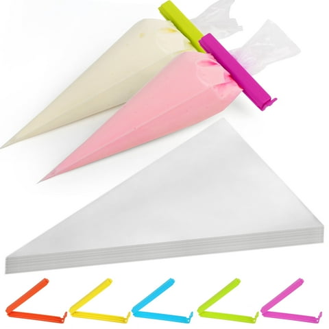 LotFancy Piping Bags, 150 Pcs 12" Disposable Pastry Bags & 5 Clips, Thick Icing Bags, Non-Slip