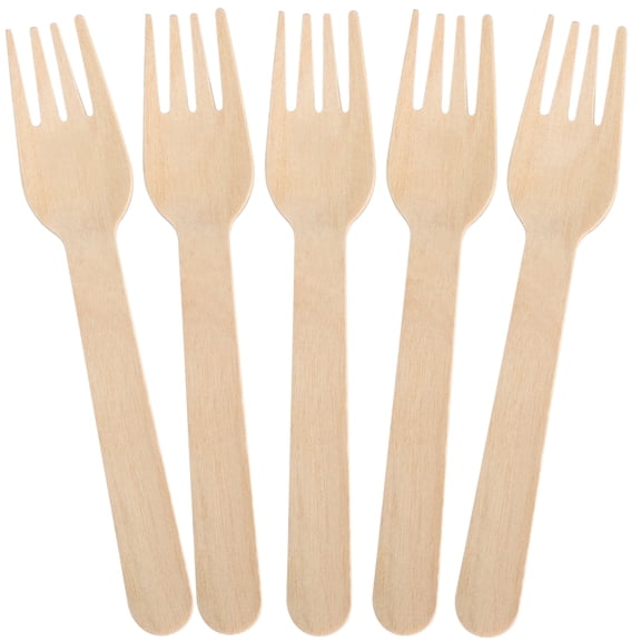 LotFancy Disposable Forks, 100 Pcs Wooden Forks, 6.2" Forks