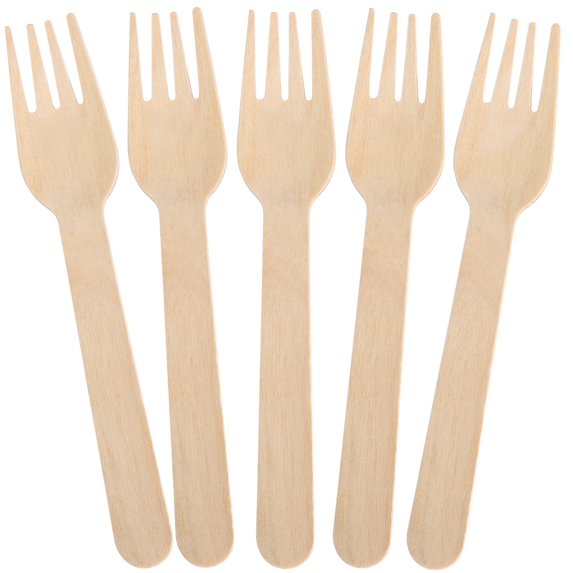 LotFancy Disposable Forks, 100 Pcs Wooden Forks, 6.2" Compostable Biodegradable Forks