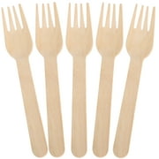 LotFancy Disposable Forks, 100 Pcs Wooden Forks, 6.2" Compostable Biodegradable Forks