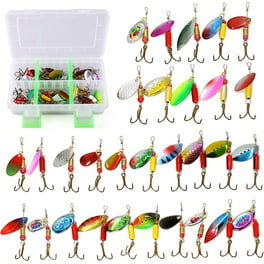 30Pcs Fishing Lures Kit Metal Spoon Lures Hard Spinner Baits w/ Single  Triple Hook for Trout Bass Salmon with Free Tackle Box 