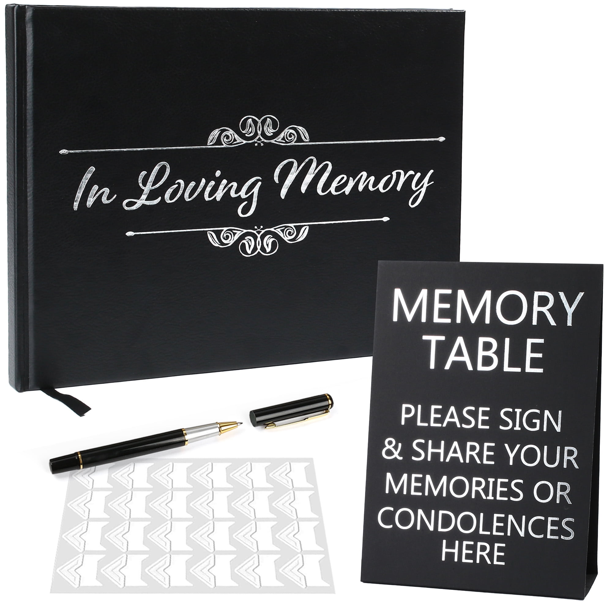 Faithful Finds Funeral Guest Book, Pen, and Memorial Table Sign