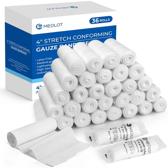 LotFancy Gauze Bandage Roll, 36 Pack, 4 in x 4 Yards Sterile Gauze Wrap