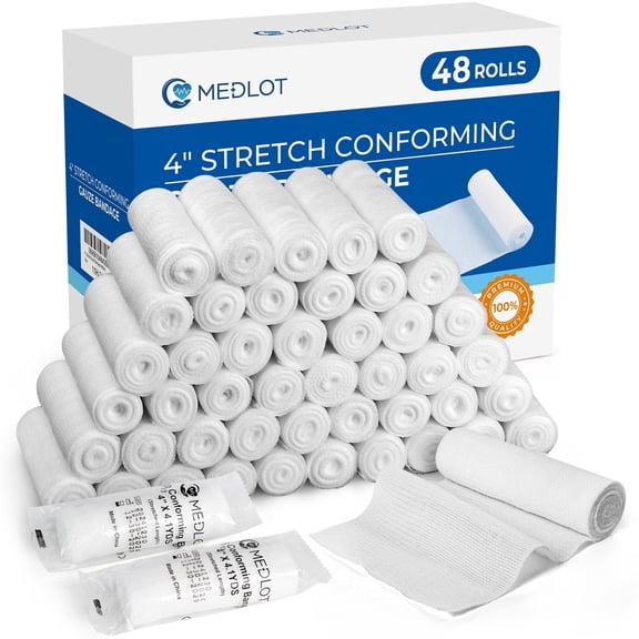 LotFancy Gauze Bandage Roll, 48 Sterile Gauze Wrap, 4 in x 4 Yards Stretched