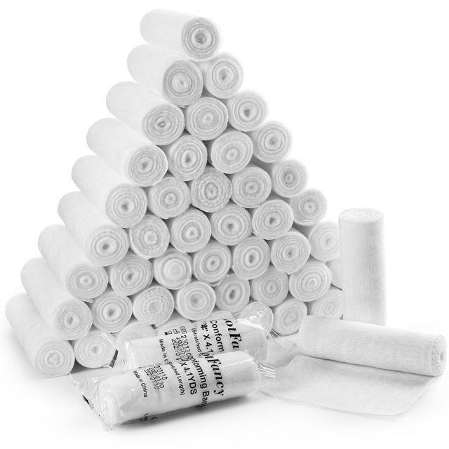 LotFancy Gauze Wrap, Gauze Bandage Roll, 48 Count, 4" x 4 Yards