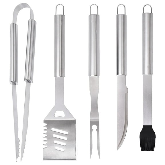 LotFancy Grill Accessories Set, 5Pcs BBQ Barbeque Tools, Spatulas, Tongs, Scraper , Fork, Brush
