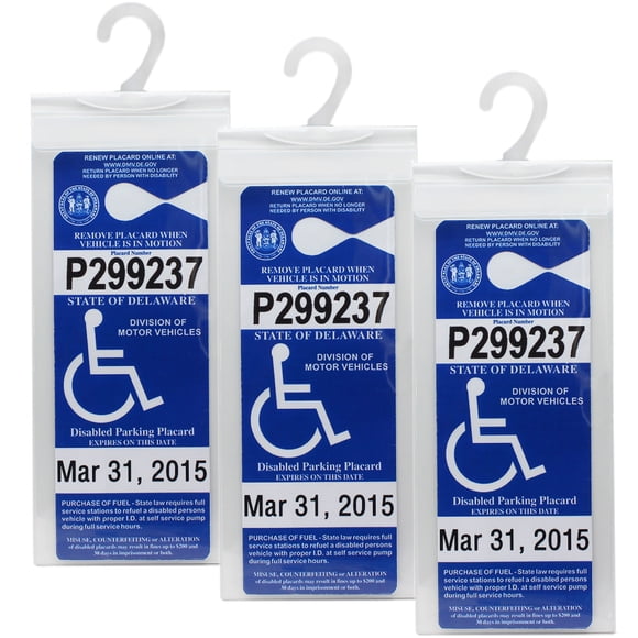 3 PCS Handicap Placard Holder - Disabled Parking Placard Protector Sleeve with Large Hook