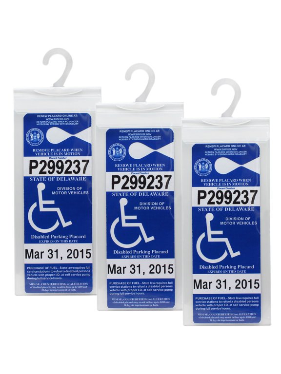 3 PCS Handicap Placard Holder - Disabled Parking Placard Protector Sleeve with Large Hook