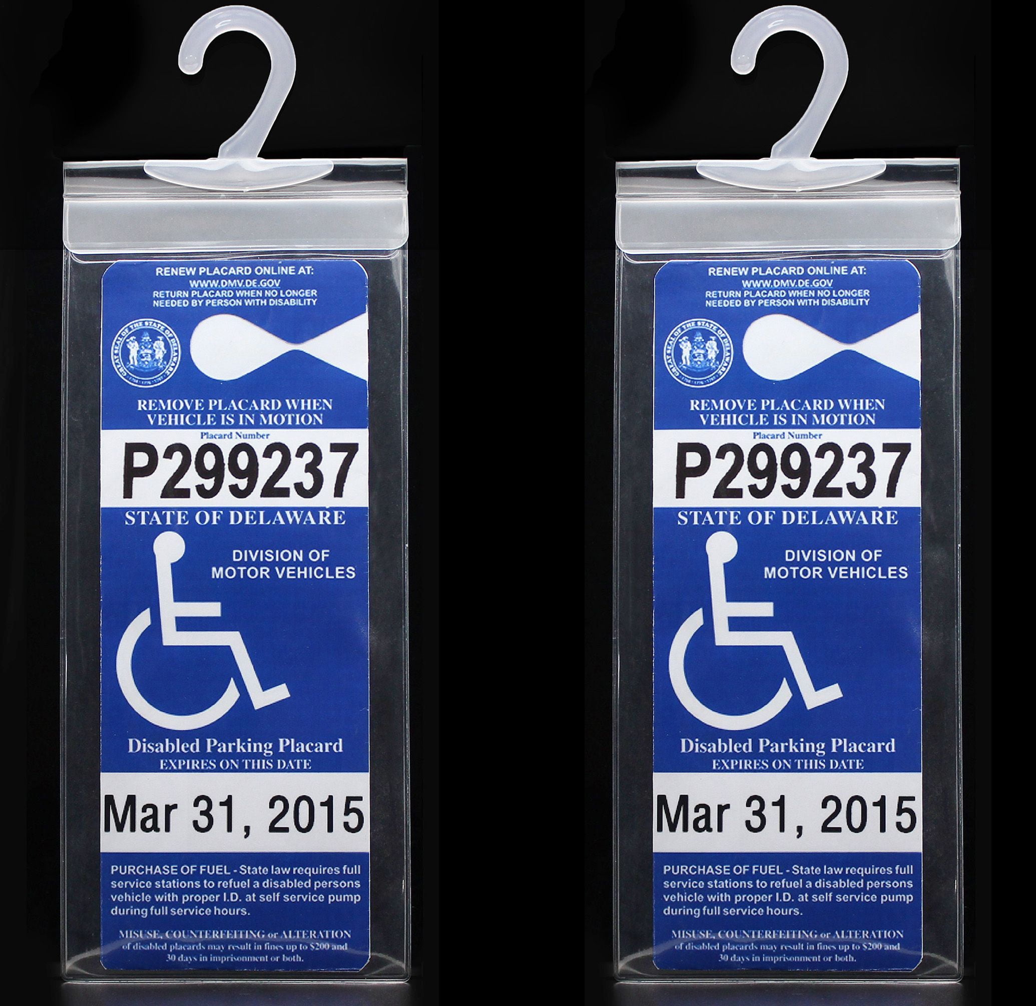 LotFancy Handicap Placard Holder with Plastic Hanger, 10.6 x 5 in, Pack of 2