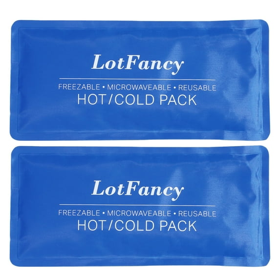 LotFancy Ice Pack for Injuries, 2 Pack Reusable Soft Hot Cold Packs for First Aid, 11x5 Inches