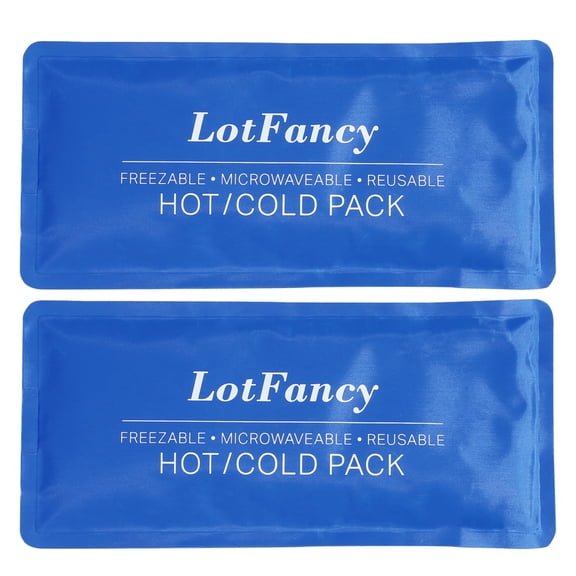 LotFancy Ice Pack for Injuries, 2 Pack Reusable Soft Hot Cold Packs for First Aid, 11x5 Inches