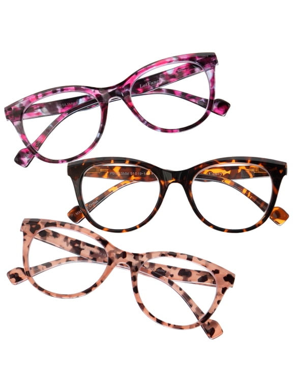 Ladies Reading Glasses Blue Light Blocking, Spring Hinge Reader for Women Men,+2.0, 3 Pack