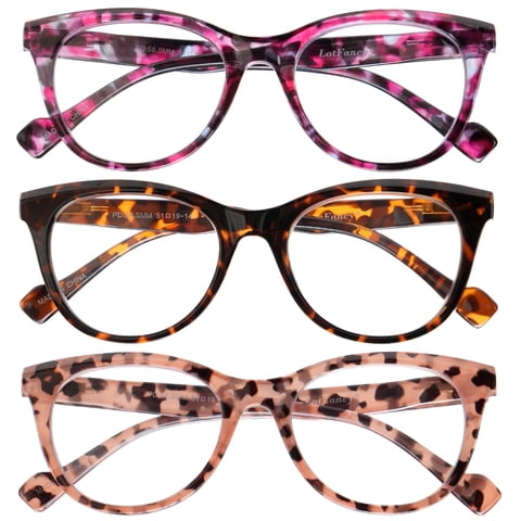LotFancy Ladies Reading Glasses Blue Light Blocking, Spring Hinge Reader for Women Men,+2.5, 3 Pack