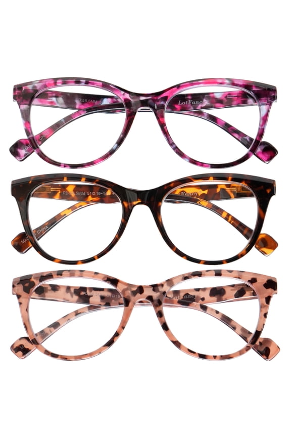 Ladies Reading Glasses Blue Light Blocking, Spring Hinge Reader for Women Men,+2.5, 3 Pack